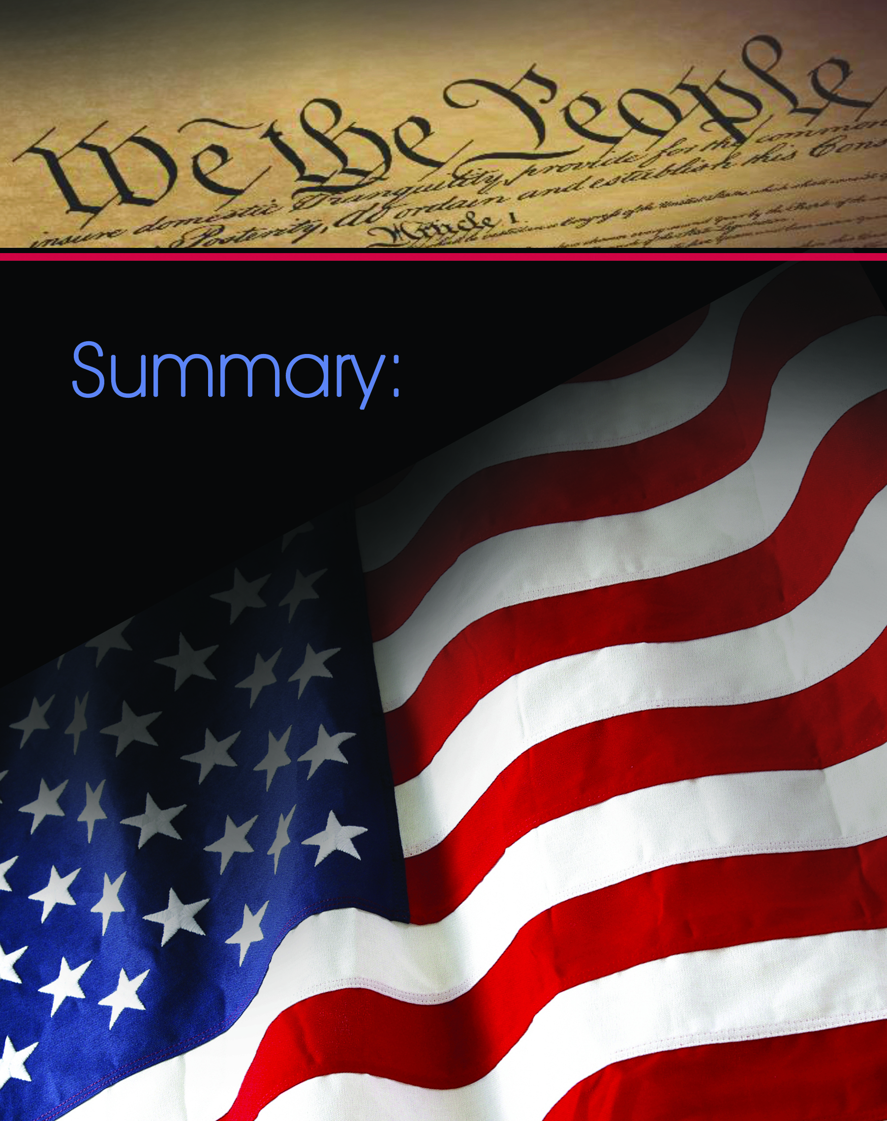 Summary Statement with US Constitution and American Flag Background